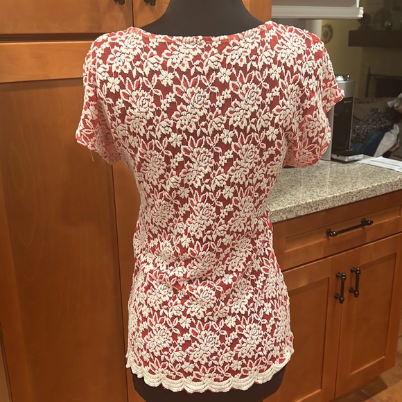 Bobeau Sleeveless Blouse - Large- Red/Cream - Excellent Condition - Picture 3 of 5